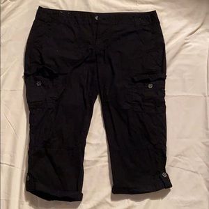 Cropped black cargo pants